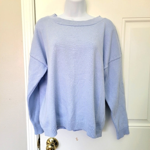 J Jill Perfect Spring Sweater Light Blue Knit Boat Neck Long Sleeve Size S - Picture 1 of 9